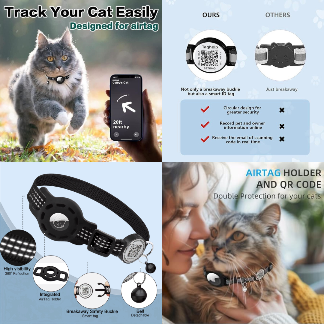 Safe Smart Cat Collar With AirTag Case