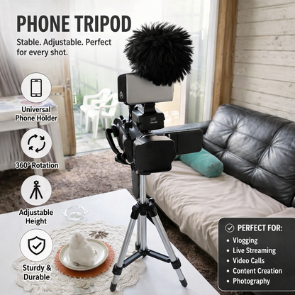 Adjustable 102cm Phone Tripod With Bluetooth Remote