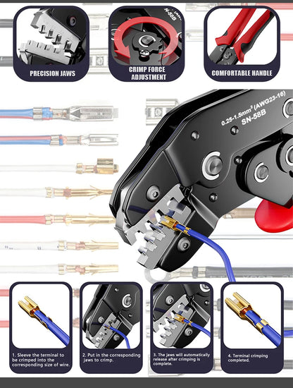 Precise & Versatile Ratcheting Crimping Tool Set