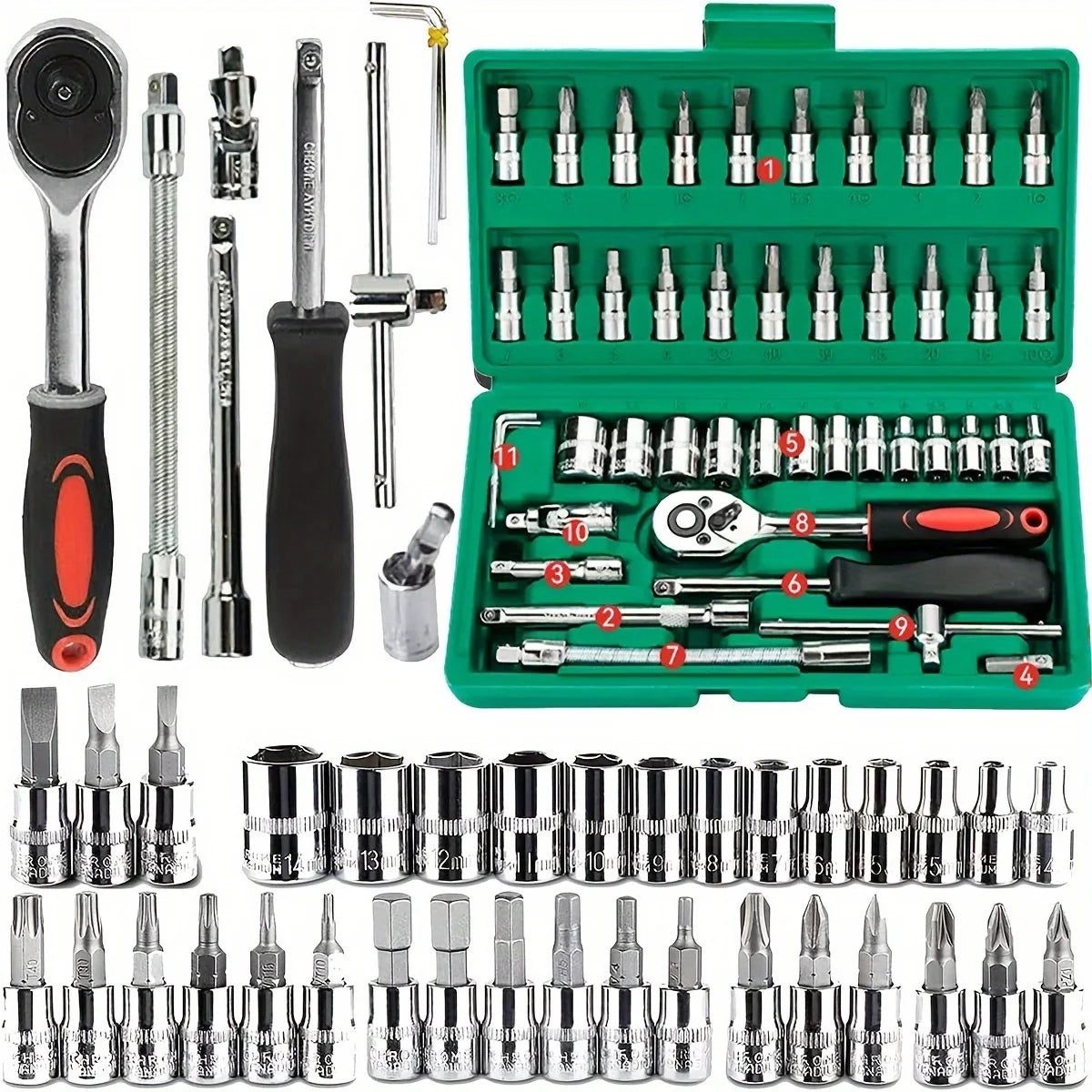 Comprehensive Socket Set With Ratchet Wrench 46 Piece