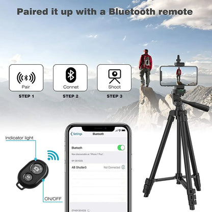 Adjustable 102cm Phone Tripod With Bluetooth Remote